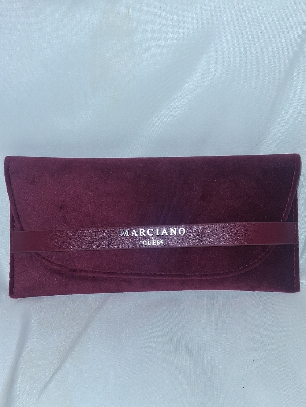 Marciano Wine Velvet Satin Logo glasses Clutch